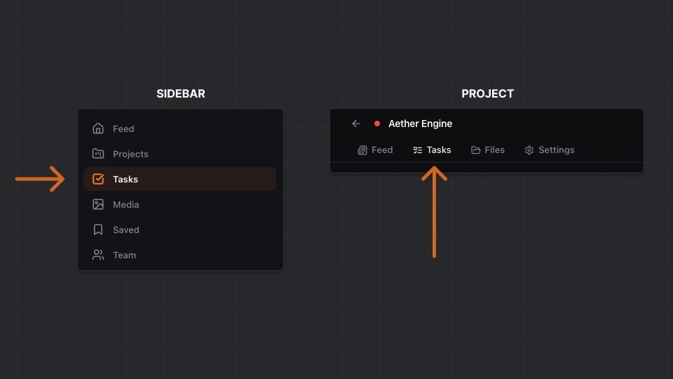 Tasks link highlighted in the sidebar navigation